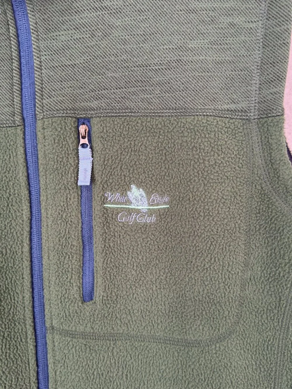 Turtleson Steele Full Zip Fleece Vest Green Men's L White Eagle Golf Club
